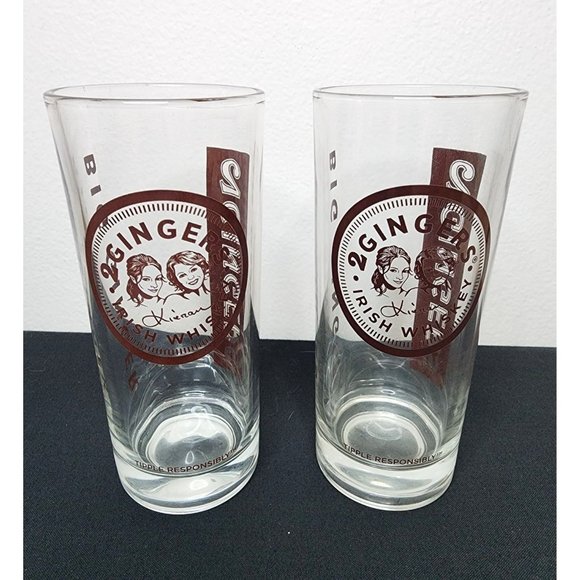 Tall Highball Bar Glasses 2 Gingers Two Piece Set 6 Inch Excellent Condition - Picture 2 of 4